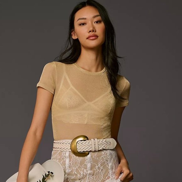 Anthropologie Shimmer Second Skin Rossie Bodysuit  Sm NWT - Picture 1 of 3